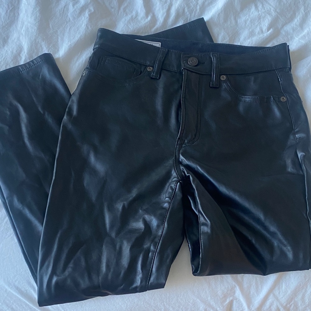 GAP vintage slim High Rise Black Faux Leather Pants